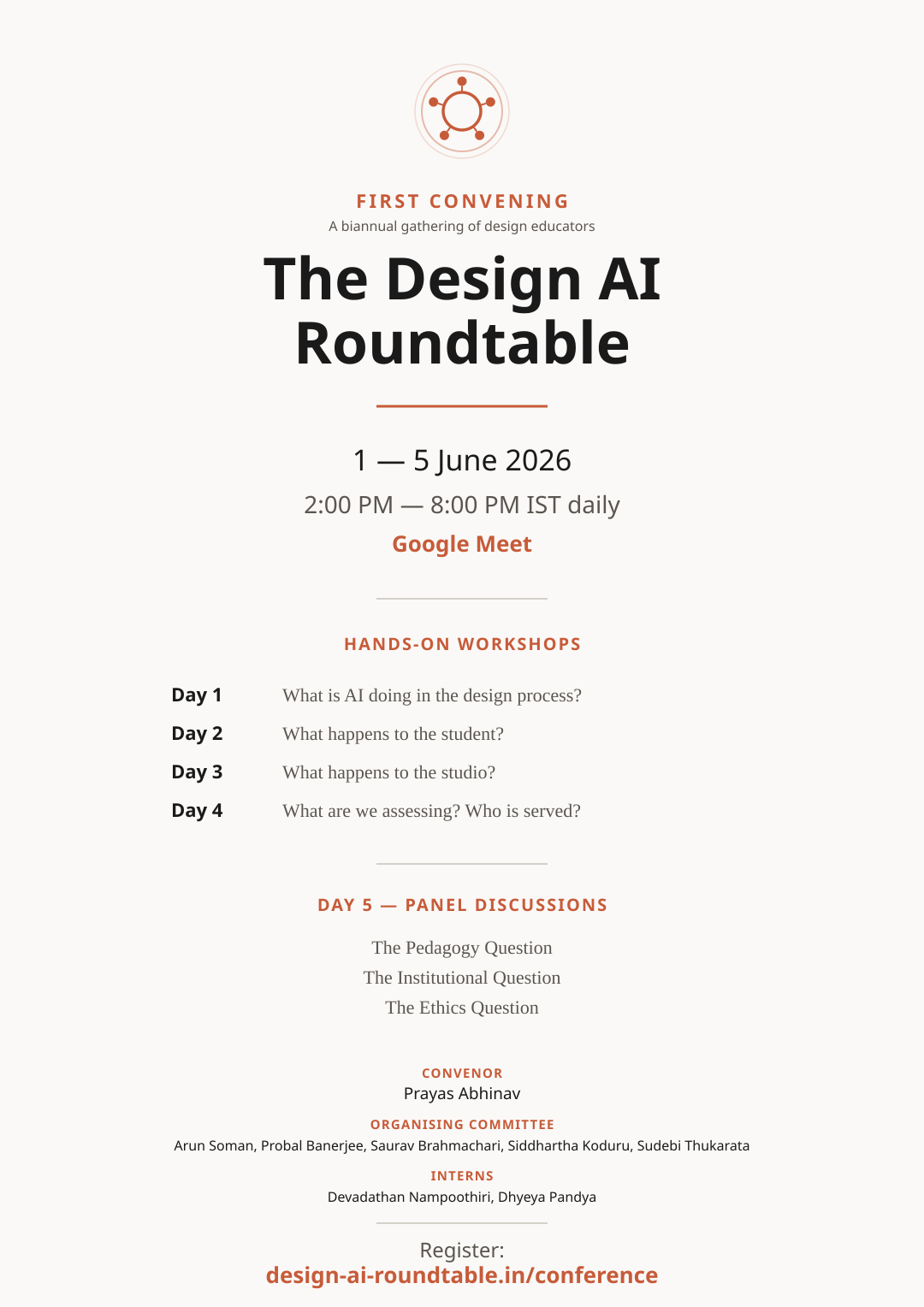 Conference poster for The Design AI Roundtable, 1-5 June 2026